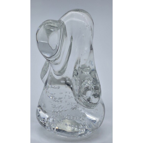 Leonard Towle Glass Hound Dog Paperweight Controlled Bubble Art Glass Vintage - Picture 1 of 7